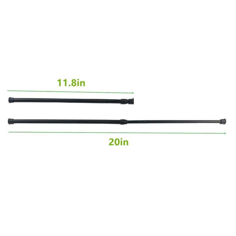 qinnsou Cupboard Bars Tension Rods, 6 Pack Spring Tensions Rods Steel Adjustable Tension Curtain Rod Closet Rod Window Rods (Black, 11.8-20 Inches) - Image 2